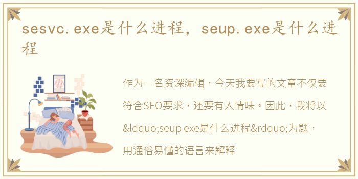 sesvc.exe是什么进程，seup.exe是什么进程