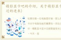 精影显卡吧的介绍，关于精影显卡显卡(用过的进来)