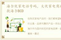 海尔优家电话号码，大优家电商城看中一款海尔BCD