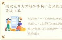 刚做完的文件解压替换了怎么恢复？ 文件恢复工具