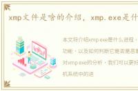 xmp文件是啥的介绍，xmp.exe是什么进程