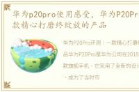 华为p20pro使用感受，华为P20Pro评测 一款精心打磨终绽放的产品