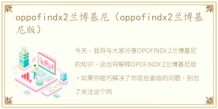 oppofindx2兰博基尼（oppofindx2兰博基尼版）