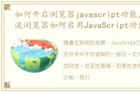 如何开启浏览器javascript功能，各类主流浏览器如何启用JavaScript功能组件