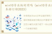 win10专业版好用吗（win10专业版好用版本排行榜2023）