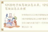 12123电子版驾驶证怎么弄，12123电子版驾驶证怎么办理