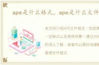 ape是什么格式，ape是什么文件格式