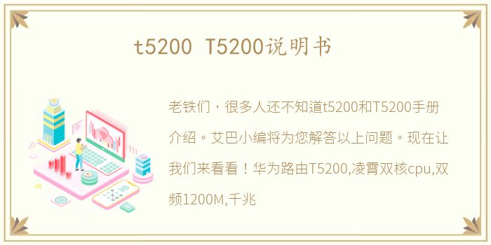 t5200 T5200说明书