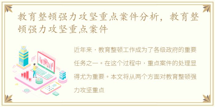 教育整顿强力攻坚重点案件分析，教育整顿强力攻坚重点案件