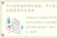 个人如何进行外汇投资，个人怎么进行外汇投资有什么方法