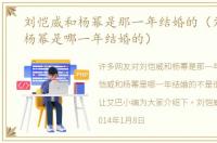 刘恺威和杨幂是那一年结婚的（刘恺威和杨幂是哪一年结婚的）