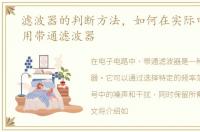 滤波器的判断方法，如何在实际电路中使用带通滤波器
