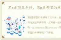 黑e是那里车牌，黑e是哪里的车牌号