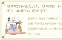 麒麟925和骁龙801，麒麟925 和 高通801还有 麒麟930 的那个好