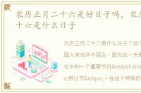 农历正月二十六是好日子吗，农历正月二十六是什么日子