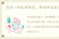 想买一份定期寿险，保10年需要多少钱