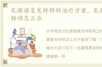 乳腺癌复发转移的治疗方案，乳腺癌复发转移怎么办