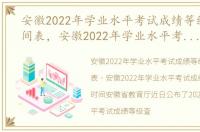 安徽2022年学业水平考试成绩等级查询时间表，安徽2022年学业水平考试成绩等级查询时间