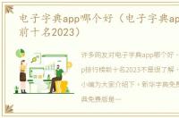 电子字典app哪个好（电子字典app排行榜前十名2023）