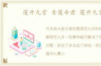 莲开九霄 青莲帝君 莲开九霄