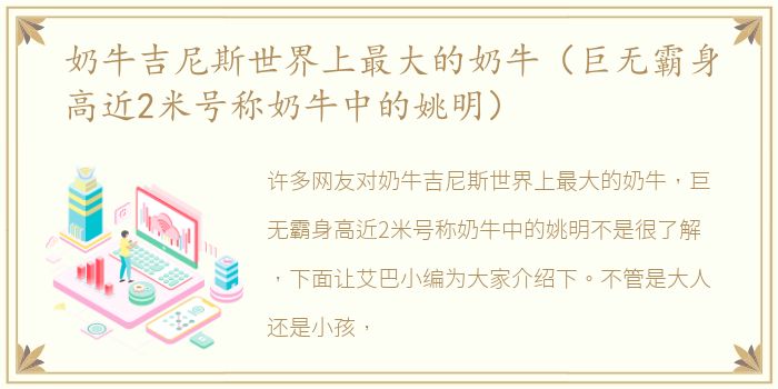 奶牛吉尼斯世界上最大的奶牛（巨无霸身高近2米号称奶牛中的姚明）