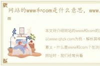 网站的www和com是什么意思，www.qhzk.com