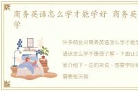 商务英语怎么学才能学好 商务英语该怎么学