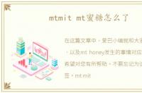 mtmit mt蜜糖怎么了