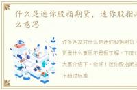 什么是迷你股指期货，迷你股指期货是什么意思