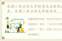 全国二本公办大学排名及分数线最新汇总表，全国二本公办大学排名及分数线最新汇总