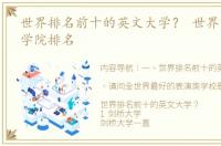 世界排名前十的英文大学？ 世界十大戏剧学院排名