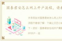 国泰君安怎么网上开户流程，请教流程