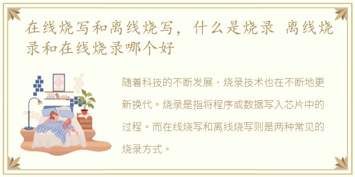 在线烧写和离线烧写，什么是烧录 离线烧录和在线烧录哪个好