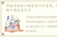 新股申购账户额度是什么意思，新股申购账户额度是什么