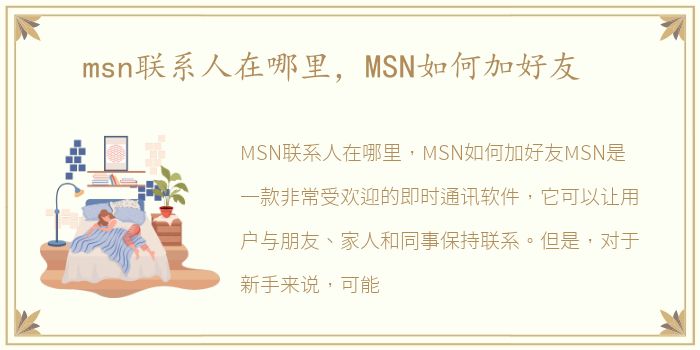 msn联系人在哪里，MSN如何加好友