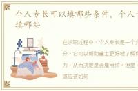个人专长可以填哪些条件，个人专长可以填哪些