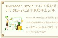 microsoft store 无法下载软件，Microsoft Store无法下载软件怎么办