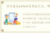 货币基金a和b的区别是什么，哪种好