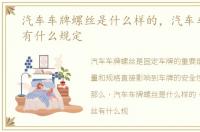 汽车车牌螺丝是什么样的，汽车车牌螺丝有什么规定