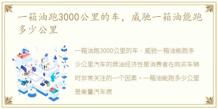 一箱油跑3000公里的车，威驰一箱油能跑多少公里