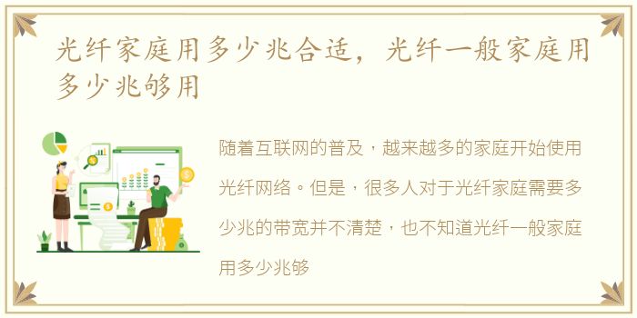 光纤家庭用多少兆合适，光纤一般家庭用多少兆够用