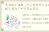 谷歌浏览器打不开是什么原因导致，谷歌浏览器打不开是什么原因