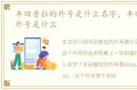 丰田普拉的外号是什么名字，丰田普拉的外号是什么