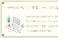 svchost是什么意思，svchost是什么