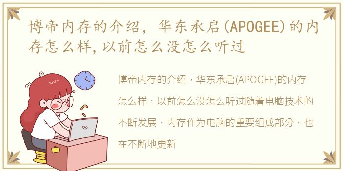博帝内存的介绍，华东承启(APOGEE)的内存怎么样,以前怎么没怎么听过