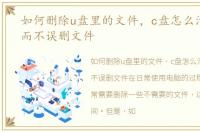 如何删除u盘里的文件，c盘怎么清理垃圾而不误删文件