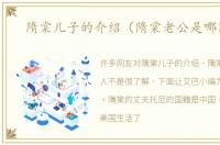 隋棠儿子的介绍（隋棠老公是哪国人）