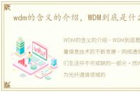 wdm的含义的介绍，WDM到底是什么意思