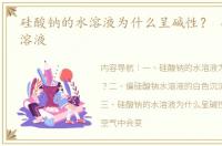 硅酸钠的水溶液为什么呈碱性？ 硅酸钠水溶液