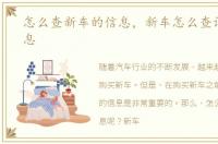 怎么查新车的信息，新车怎么查询车辆信息